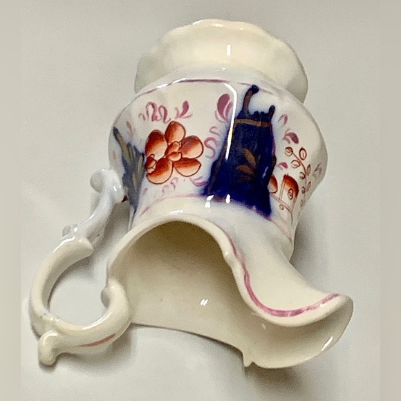 Early 1800s Antique Gaudy Welsh Unrecorded Pink Lustre Jug Handled Pitcher - Picture 4 of 10